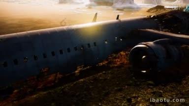 夕阳下的战损飞机视频